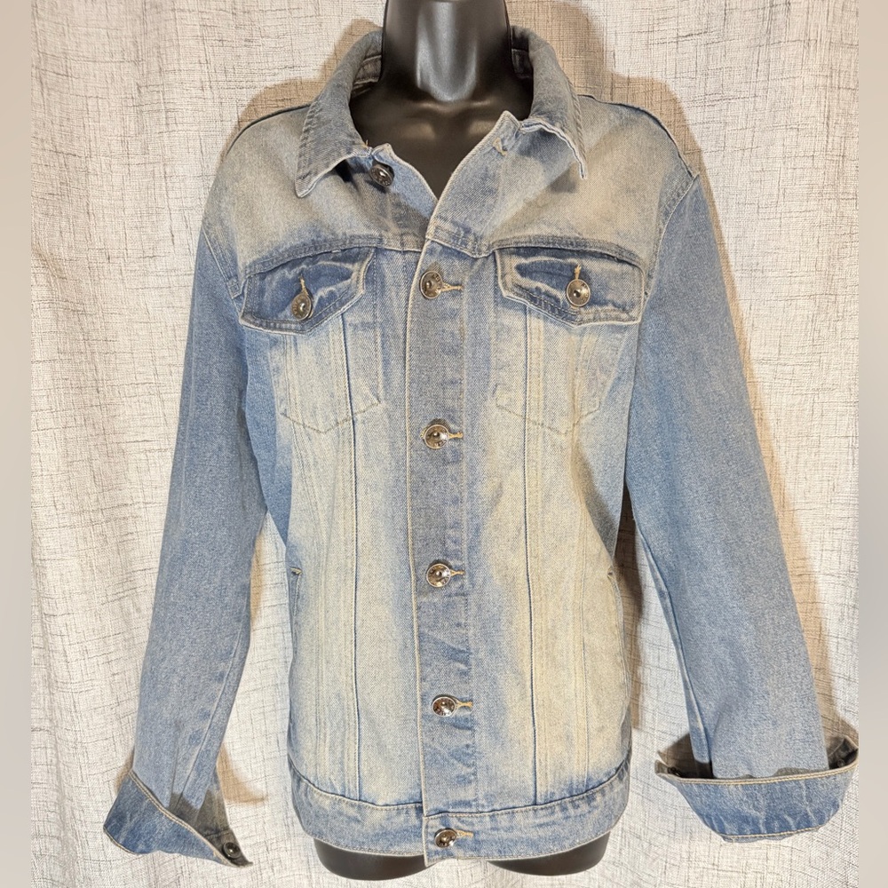 NWOT Heads or Tails Skull Dollar Sign Denim Jacket Med.🔥SALE $51 till Sun. - Picture 2 of 8